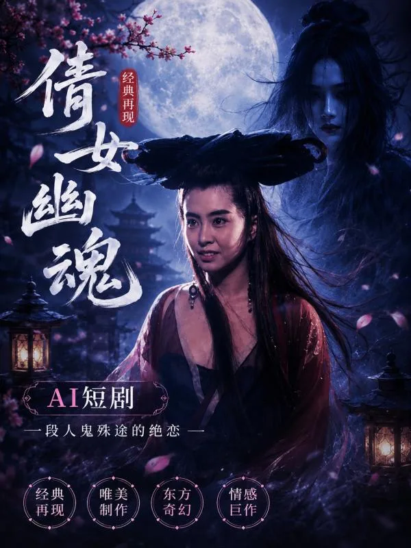 倩女幽魂 王祖贤 聂小倩与宁采臣人鬼肢体纠缠情欲难抑 鬼魅暧昧戏码 ai短剧 ai成人 经典鬼故事隐秘激情故事让人回味无穷 海报